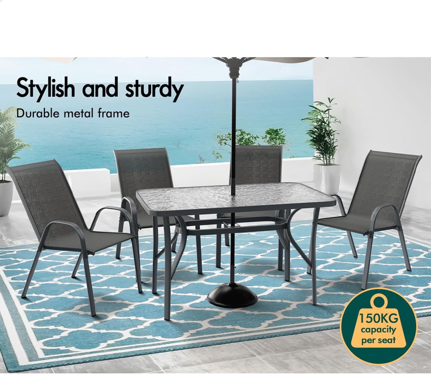 ALFORDSON Outdoor PE Wicker Patio Bistro Set Chairs 2Pcs Grey Color, Metal Frame Conversation Set Chairs for Tables Uv-Resistant, Set of 2 Lounge Chairs image number 1