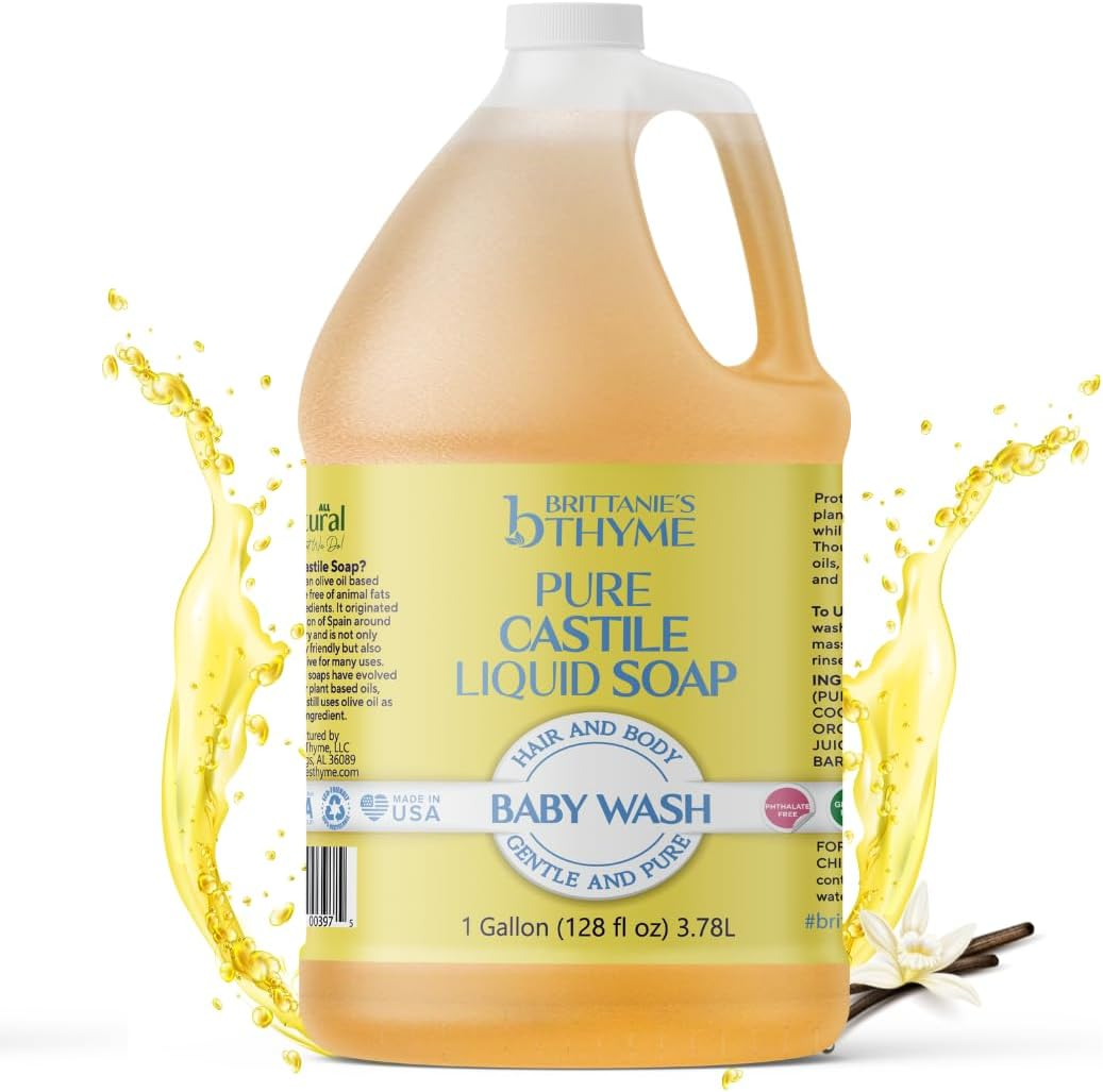 Brittanie'S Thyme Organic Pure Castile Baby Wash Refill, 1 Gallon | Made with Olive Oil and Natural Luxurious Essential Oils, Gentle and Pure, Non-Gmo, Phthalate Free image number 2