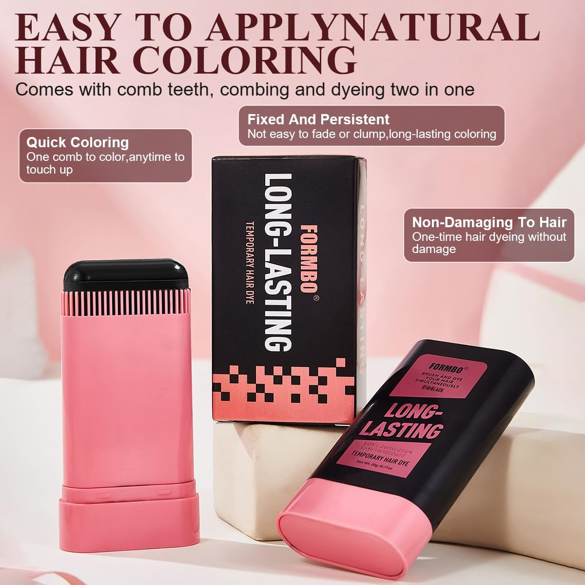 Hair Color Stick Temporary Hair Color for Gray Coverage Disposable Sweat-Proof Hair Dye Pen Dye Stick, Touch-Up Comb 2-In-1 Instant with Built-In Comb for Women Men Hairline Shading Pen (Black) - Brown image number 7