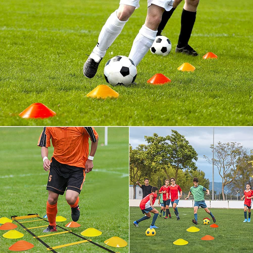 UHAPEER Football Speed Agility Training Set, Agility Ladder, 12 Sports Cones and Football Kick Trainer, Football Training Equipment Footwork Drills for Kids and Adults
