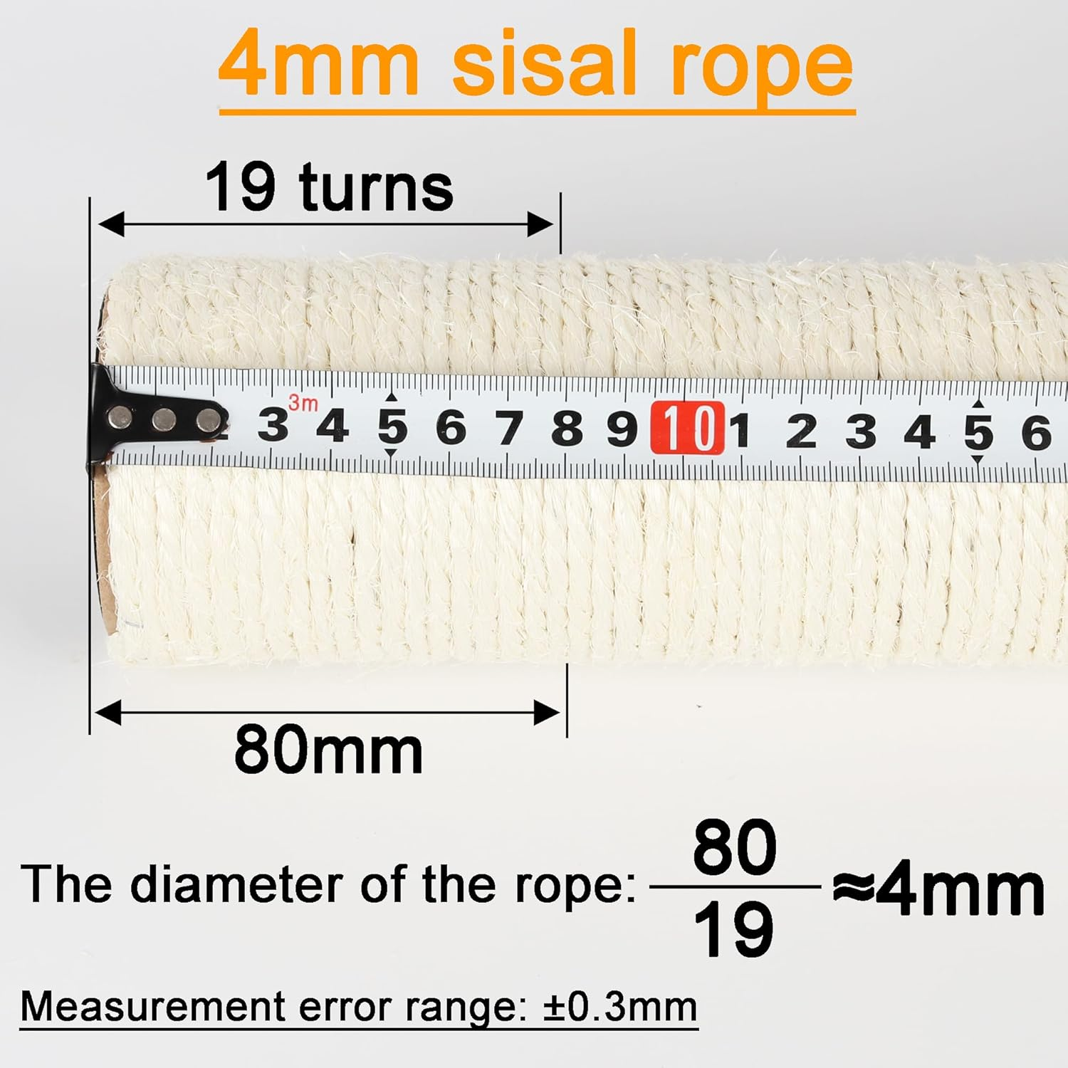 NEUMIHARO 2.9In 7.4Cm Diameter Cat Scratching Post Replacement Pole Sisal Parts for Cat Tower (M8, 40Cm/15.7In) image number 5