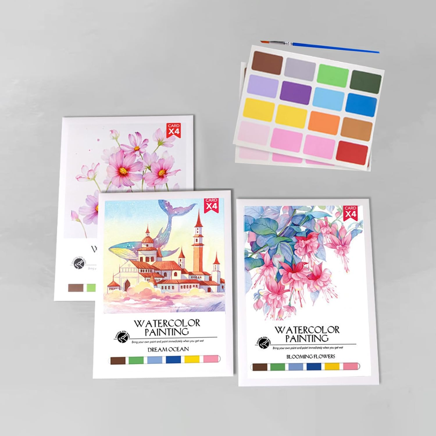 MEIYUETAOSI Watercolor Paint Pad Kit, 3 Themes12 Watercolor Coloring Books for Kids Teens and Adults Beginners 6.6 * 9'' image number 3