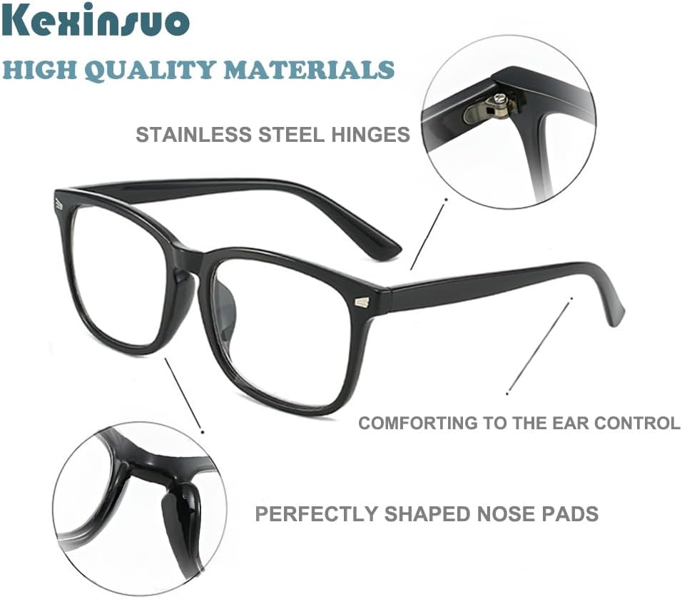 New Retro Fashion Blue Light Blocking Reading Glasses for Men and Women - 3 Diopters, 3 Pack image number 4