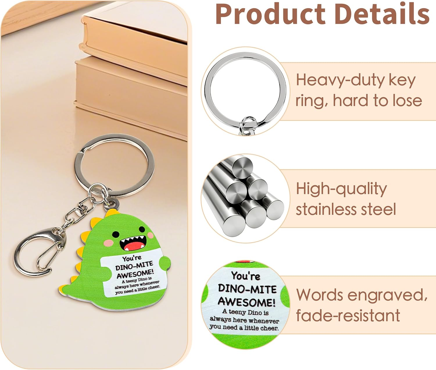 Titanape Keyring Gifts for Women Girls Daughter Best Friends Niece, Inspirational Animal Keyrings Keychains Lover Present for Christmas Birthday Easter Gift, Backpack Car Keys Accessories - Cute Capybara, Brown image number 3