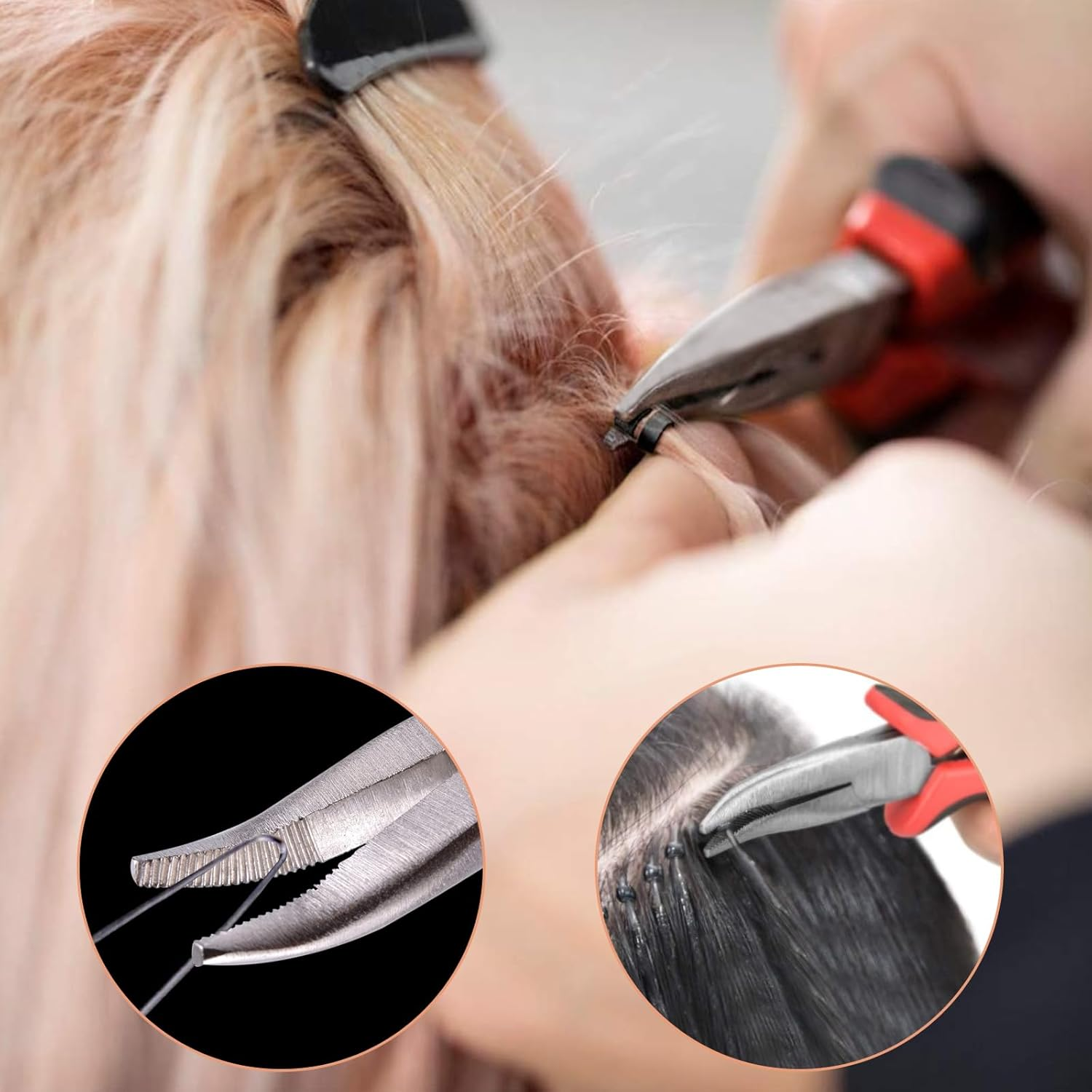 DHWEKU Micro Ring Needle Pliers, Hair Extension Pliers for Micro Nano Ring Opener and Removal Hair Pliers image number 1