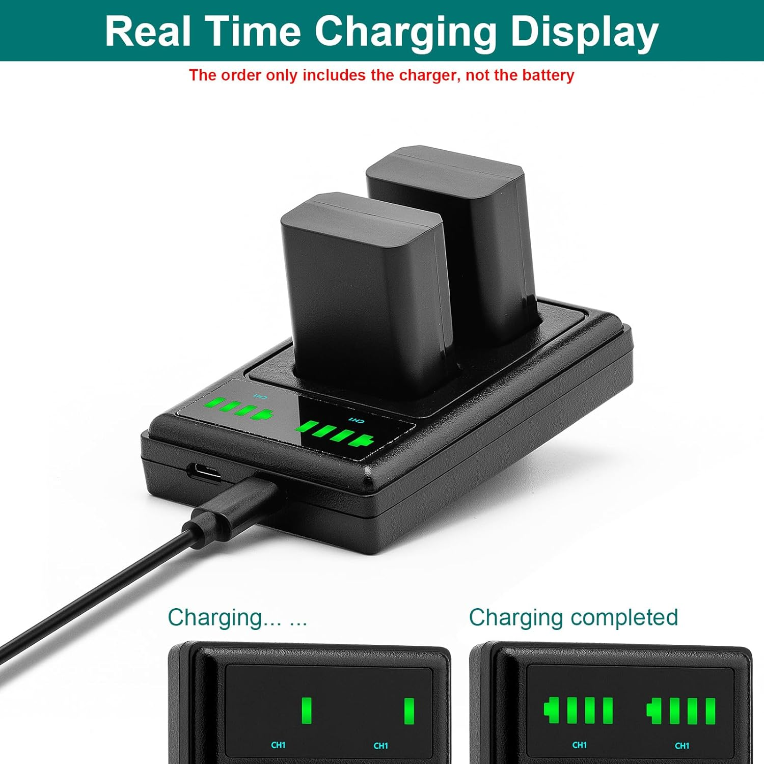 Marveleese Charger for NP-FW50 (USB Dual) - Compatible with Sony ZV-E10 ILCE Alpha 6000 6100 6300 6400 6500 A33 A35 A37 A55 | 7 7II 7R 7RII 7S II III | DSC RX10 | NEX Etc image number 1