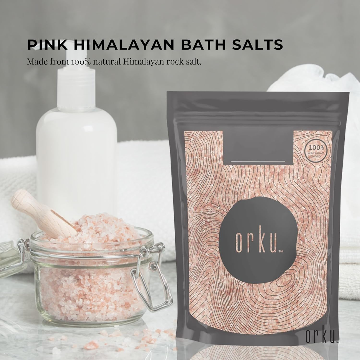 200G Pink Himalayan Bath Salts - Natural Crystal Rocks - Spa Therapy Body Scrub image number 1