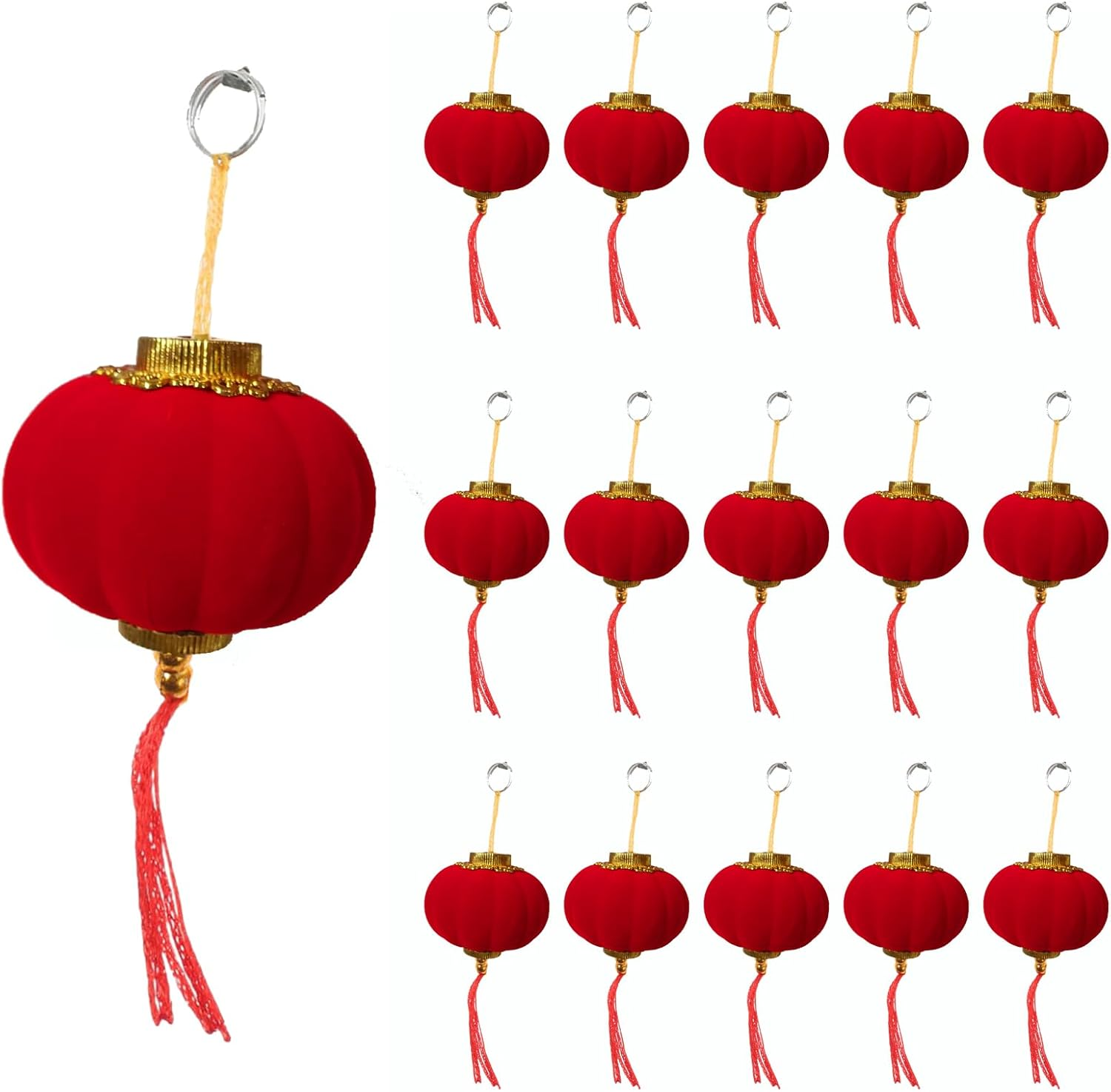Mini Hanging Red Lanterns for Chinese New Year Decor, 16-Pack Lucky Festival Lanterns for Spring Festival, Lunar New Year & Party Decoration image number 6
