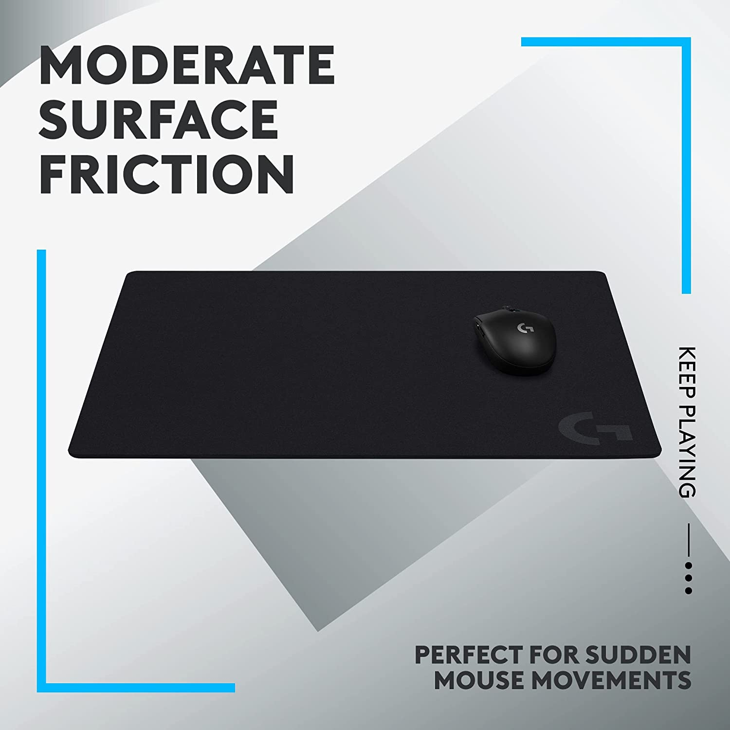 Logitech G640 Large Cloth Gaming Mouse Pad, Optimised for Gaming Sensors, Moderate Surface Friction, Non-Slip Mouse Mat, Mac and PC Gaming Accessories, 460 X 600 X 3 Mm - 34L X 28W Cm (Pack Of 2), Regular, Cloth image number 4