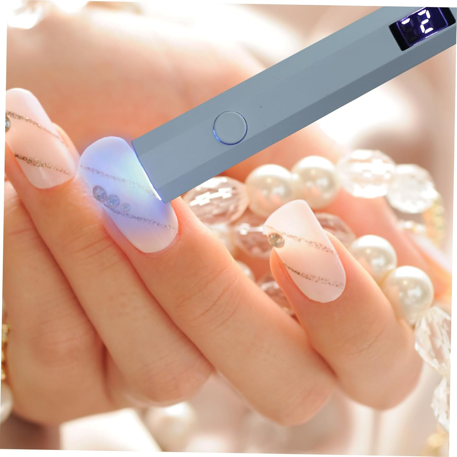 SAFIGLE Handheld Mini Nail Lamp Portable Rechargeable Gel Dryer with Digital Timer Display Fast Curing Technology Compact for Home DIY Salon Nail Art - White image number 5