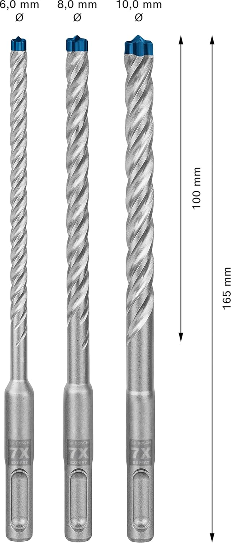 Bosch Professional 3X Expert SDS Plus-7X Hammer Drill Bit Set (For Reinforced Concrete, &Oslash; 6-10 Mm, Accessories Rotary Hammer Drill)