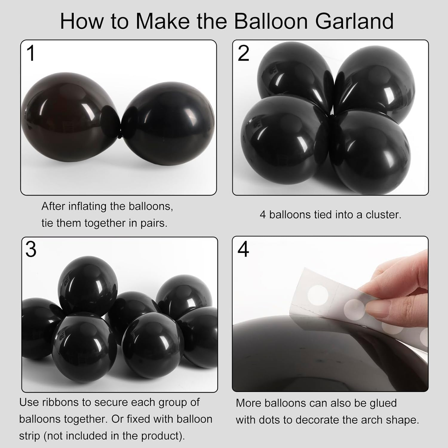 129Pcs Balloons Different Sizes 18 12 10 5 Inches Latex Balloon Garland Arch Kit for Masquerade Party Decorations Birthday Baby Shower Wedding Safari Jungle Party Supplies (Black)