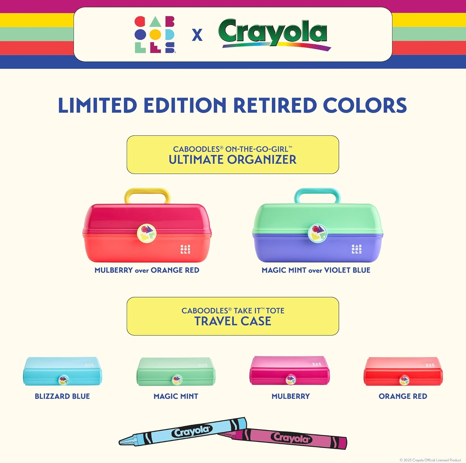 Caboodles Take It Tote, Crayola Limited Edition Retired Colors, Magic Mint, Makeup Travel Case with Large Built-In Mirror, Autoopen Tray, Snap-Tight Lid, Ideal for Quick Touch Ups on the Go image number 2