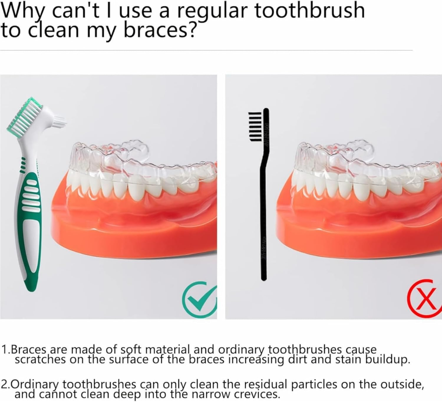 4-Pack Denture Cleaning Brush Set - Premium Durable Denture Cleaner for Denture Care, Multi-Layered Bristles & Ergonomic Handle (Blue, Green, Purple, Orange) - Sturdy Denture Brush image number 2