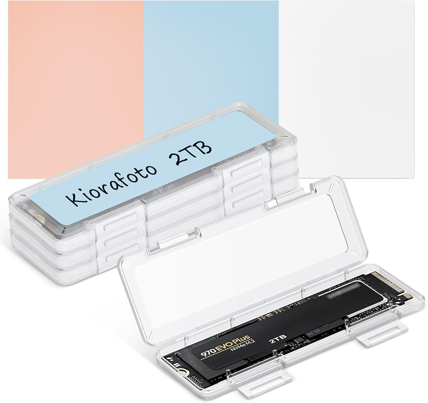 4 Pack Clear Plastic M.2 2280 2260 2242 2230 SSD Case, Portable M.2 Nvme SSD Case Protective Box M.2 2280 Holder Storage with Label, Individual M.2 Drive Storage Case Anti-Static & Shockproof image number 3