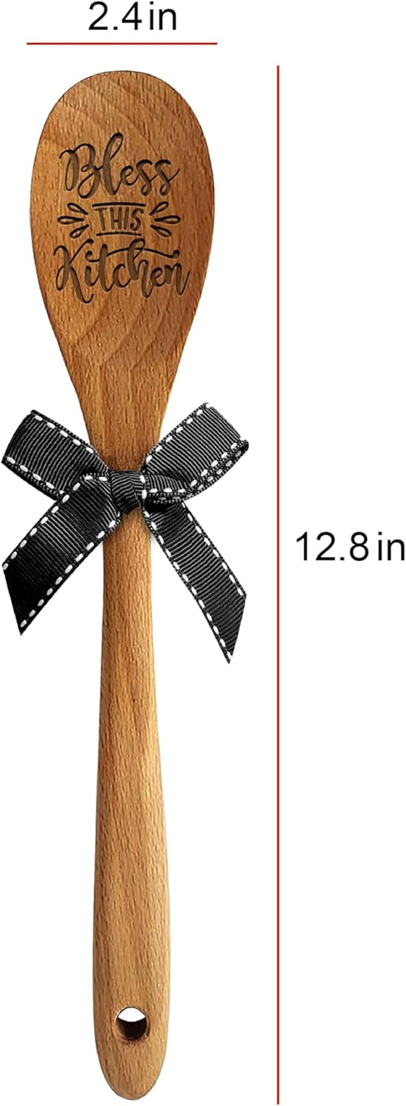LRUIOMVE Bless This Kitchen Wooden Spoon - Suitable for Soup, Salad, Mixing, and Serving - Heartwarming Baking Gifts for Chefs Moms Cooking Lovers - Great for Birthdays, Christmas, Thanksgiving