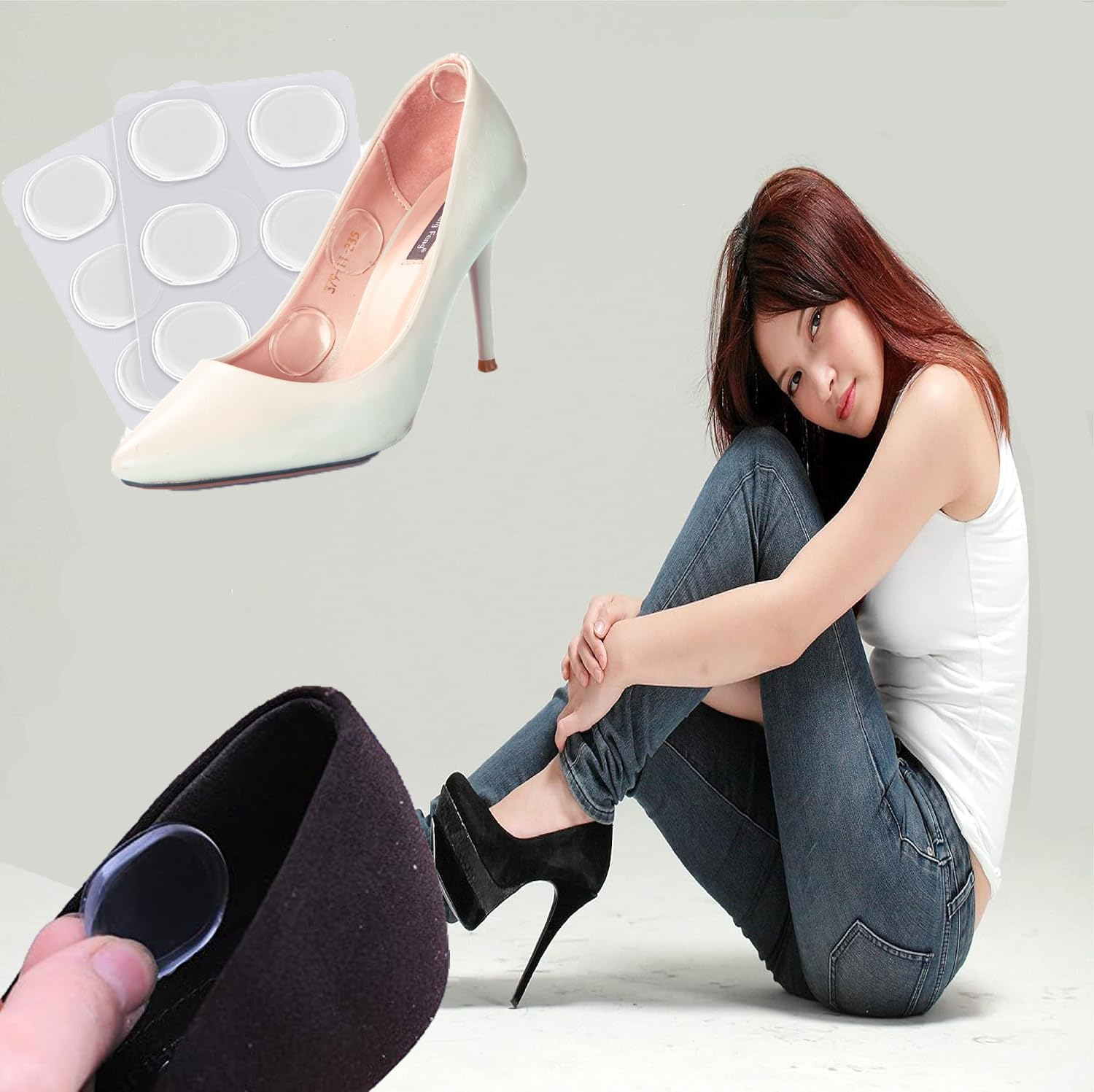 Silicone Gel Shoe Pads, 60 Pieces, Adhesive Blister Cushion Inserts image number 5