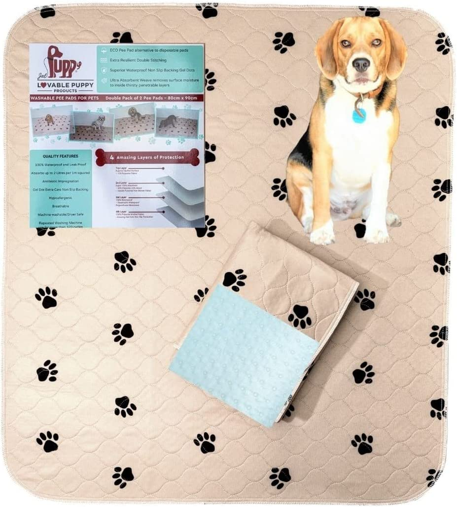 2 Pack XL Washable Whelping Pee Mats, 4 Layers, 80 Cm X 90 Cm or 31" X 35" Aussie Supply, anti Slip Gel Grip Underside Keeps Mat in Place, Suits Car, Truck Back Seat, Dog Mat, Dog Pad, Very Reusable Pee Pads, Totally Waterproof for Cat Litter Box or Cat Litter Tray. Dog Crate or Dog Kennel Very Washable Dog Pee Pad, Wee Pad and Dog Playpens Peepeego Mats. Pet Sofa Protector, Pet Car Mat, Fully Waterproof to 1 Litre. image number 3