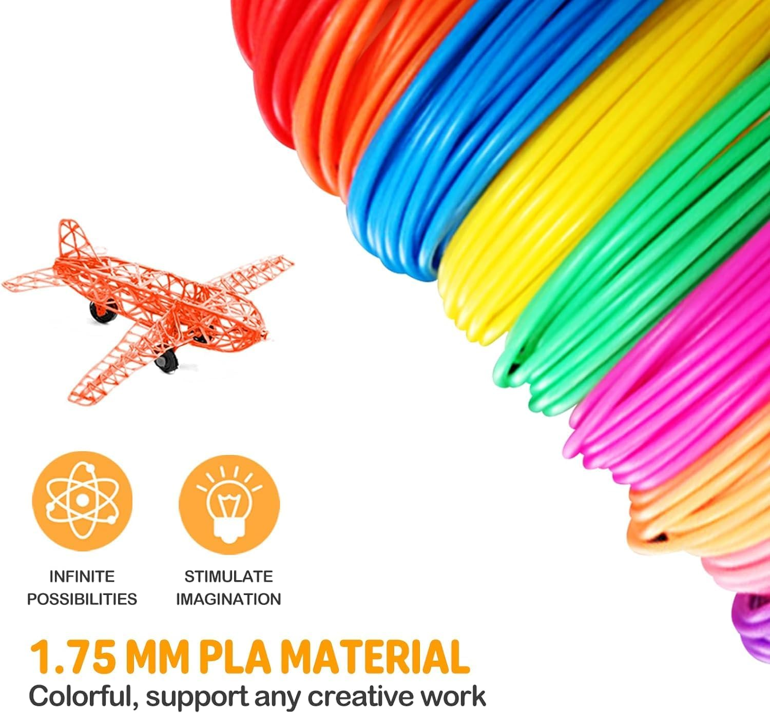 3D Pen Filament Pen Refill in 20 Colors, 1.75Mm Pla-Compatible SCRIB3D MYNT3D 3D Pen, Print Pen Filament Plastic for Doodlers to Create Crafts, Gel Clay Materials image number 3