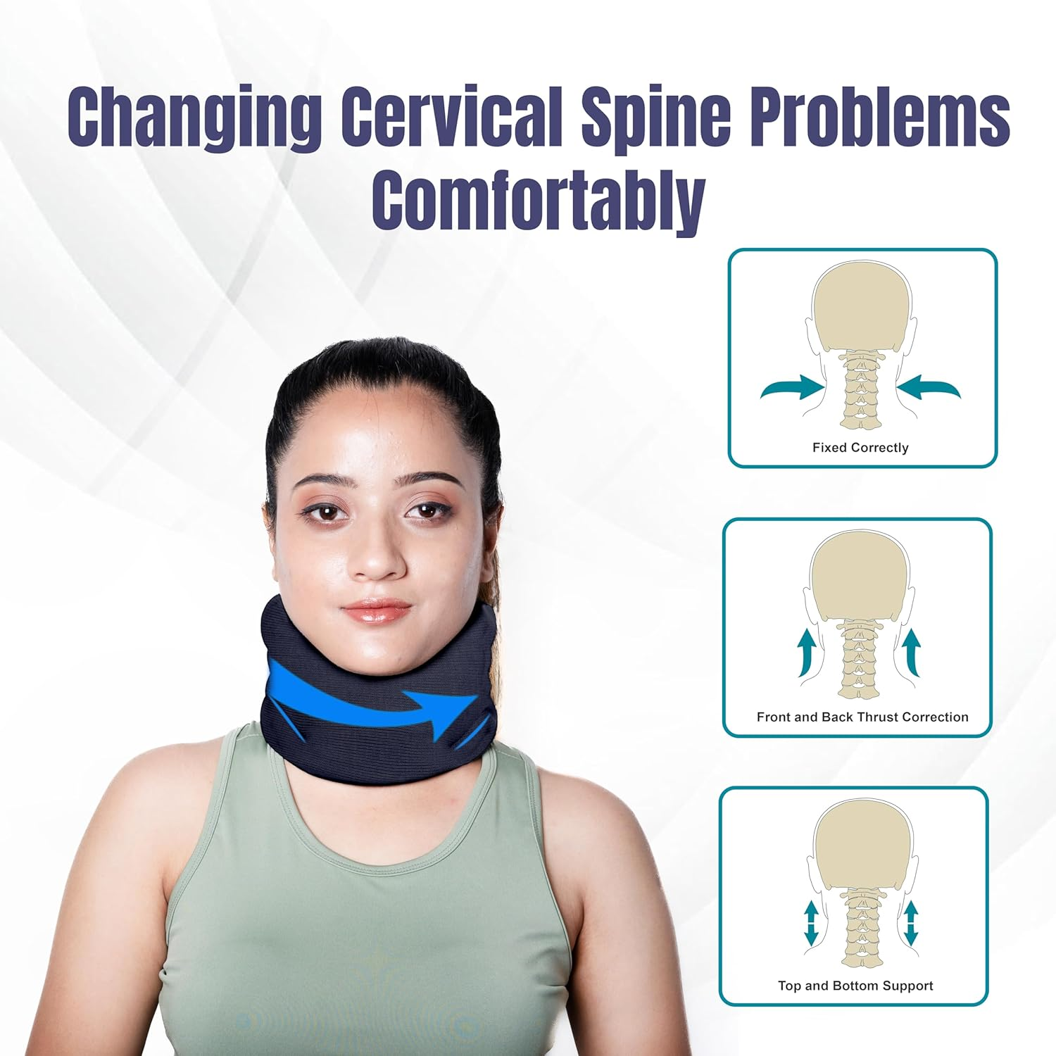 Wonder Care Neck Brace for Sleeping Cervical Collar Relief Neck Pain and Neck Support Soft Foam Wraps Keep Vertebrae Stable for Relief of Cervical Spine Pressure for Women & Men Black-Medium