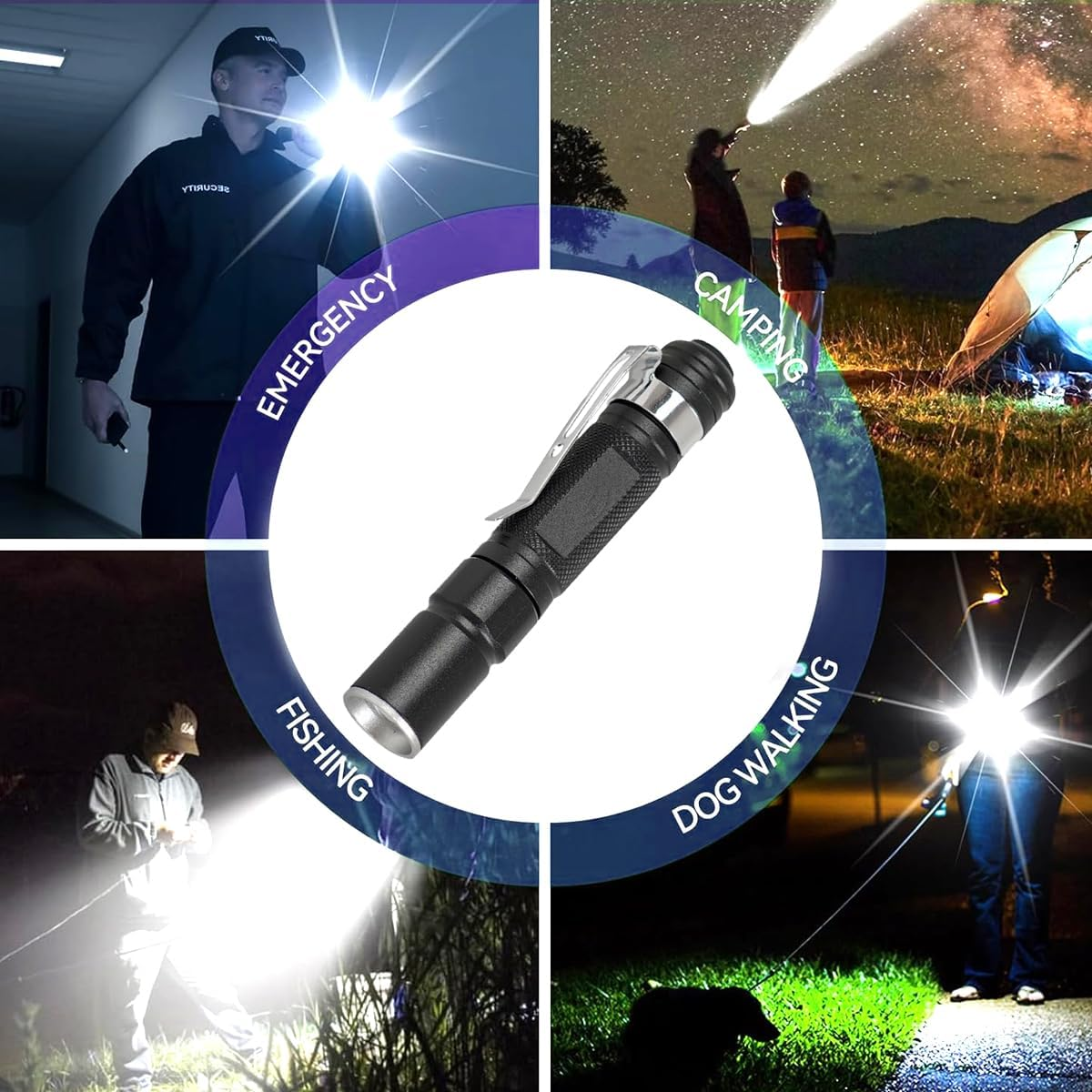MODOAO Led Flashlights High Lumens, Multifunctional Telescopic Zoom Flash Light, Pocket Size Torch with High Light Mode, Mini Tactical Torch Light for Camping, Hiking, Fishing, Hunting image number 1