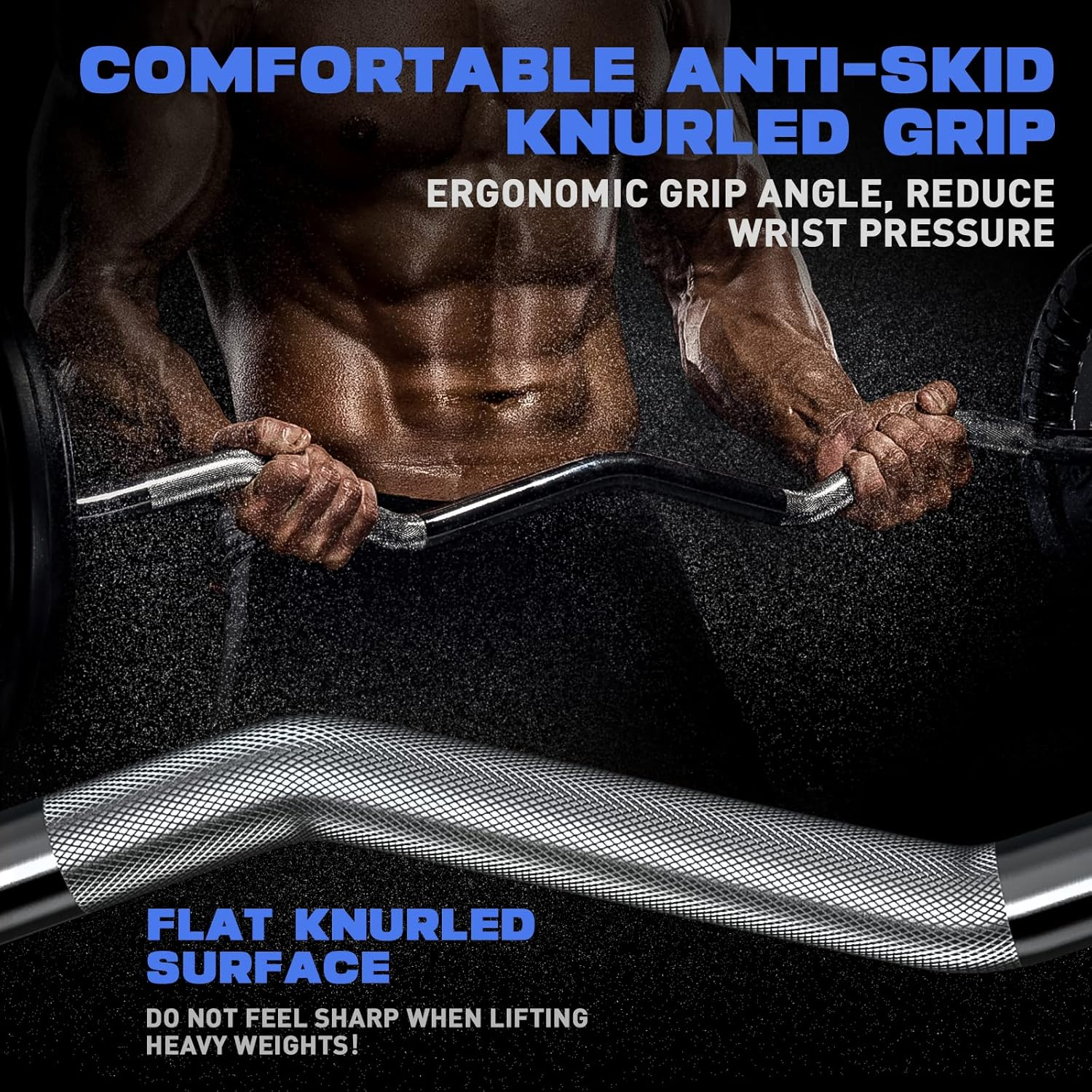 Olympic EZ Curl Bar, 47" Barbell Bar for Weight Lifting, Biceps, Triceps, Back/Leg Muscle Group Exercise,Chrome Curling Bar for 2 Inch Weight Plates,With 2 Spring Collars image number 5