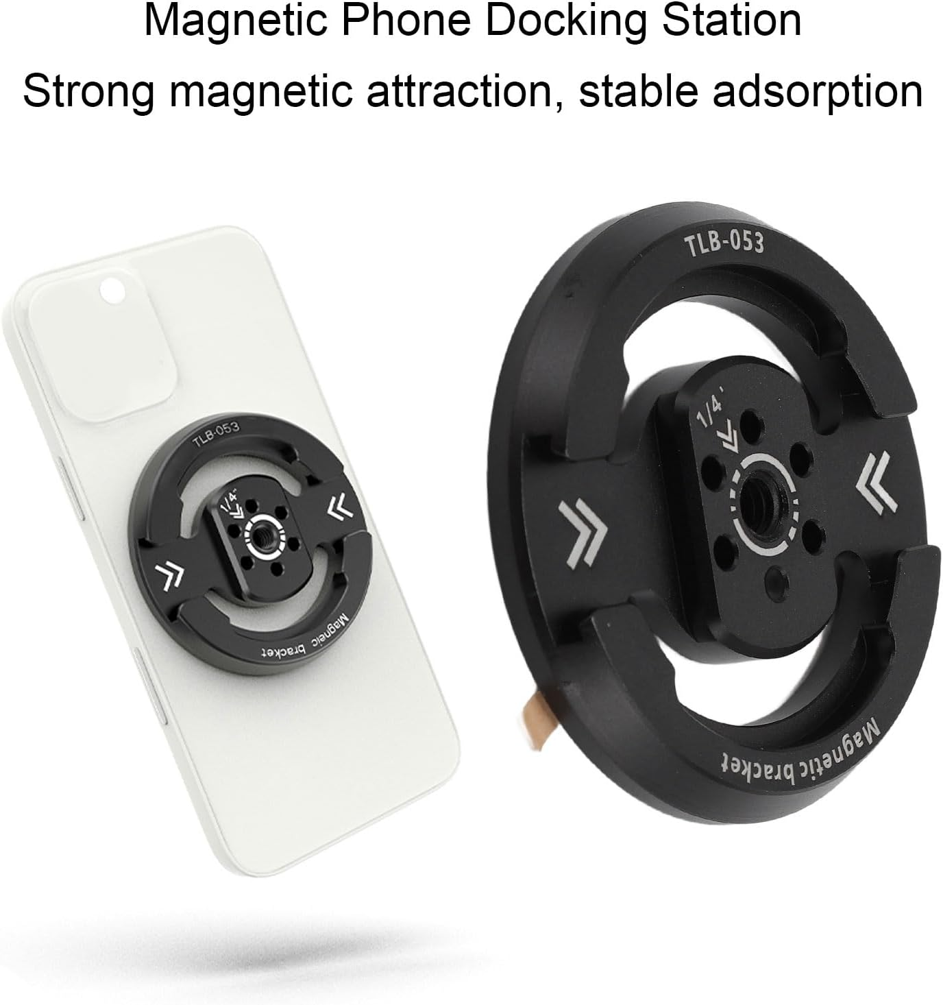 Magnetic Phone Tripod Mount Adapter with Metal Circle, Magnetic Phone Holder with 1/4In Screw Hole, for Tripod, Selfie Stick, Ballheads, for Video Recording image number 3