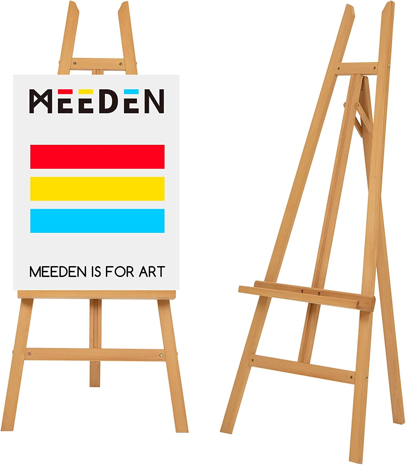 MEEDEN Wooden Easel Stand for Display, Adjustable Art Easel for Painting, Solid Beech Wood Floor Easel for Adults, Heavy Duty Artist Easel for Painting Canvas, Drawing, Signs image number 3
