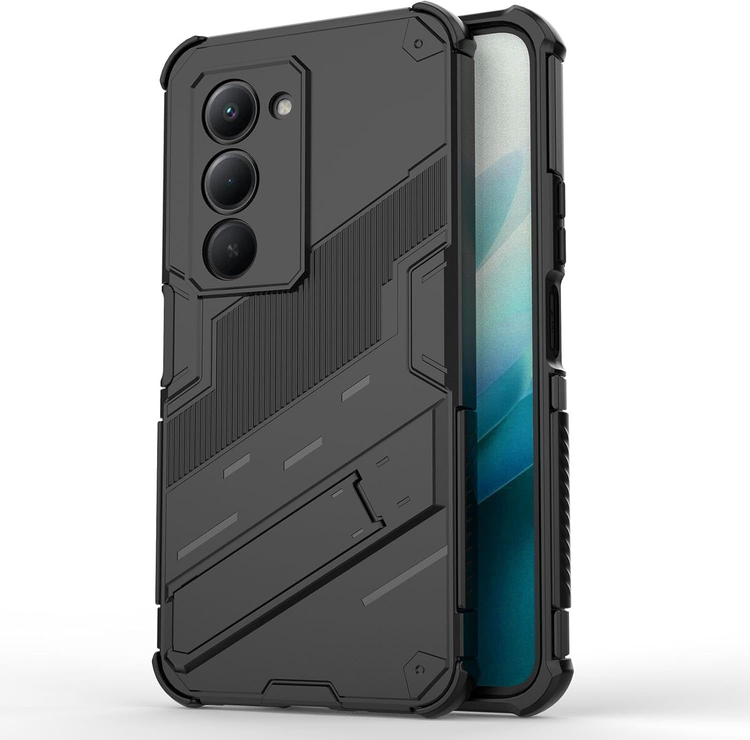 SEAHAI Case for Xiaomi Redmi 15 5G/4G, [Military Shockproof Case] Ultra Thin Hard PC Soft TPU Protective Mobile Phone Case with Sturdy Foldable Stand - Green