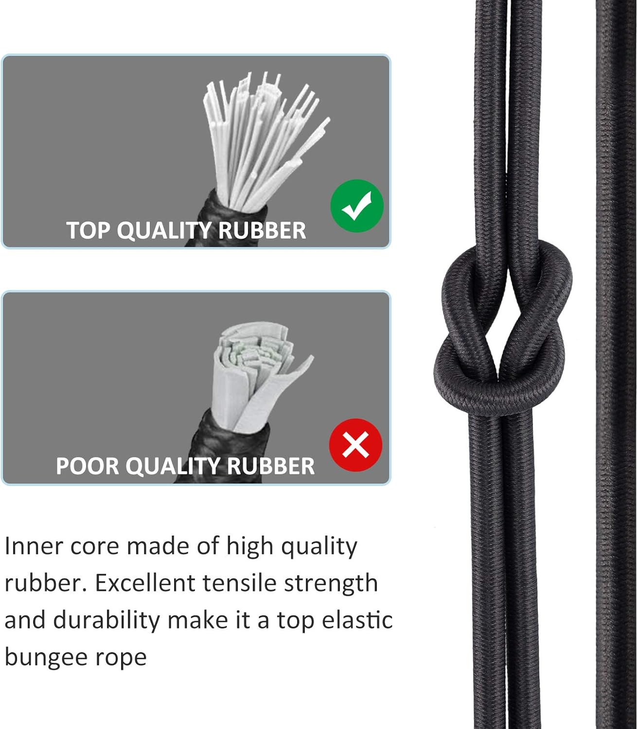 Ultimate Resistant 20M Elasticated Secure Rope, Bungee Straps, Elastic Bungee Cords and Fixings, Premium Black 8 Mm Shock Cord, Perfect for Transport, Bicycle, and Loading, Clothesline image number 3