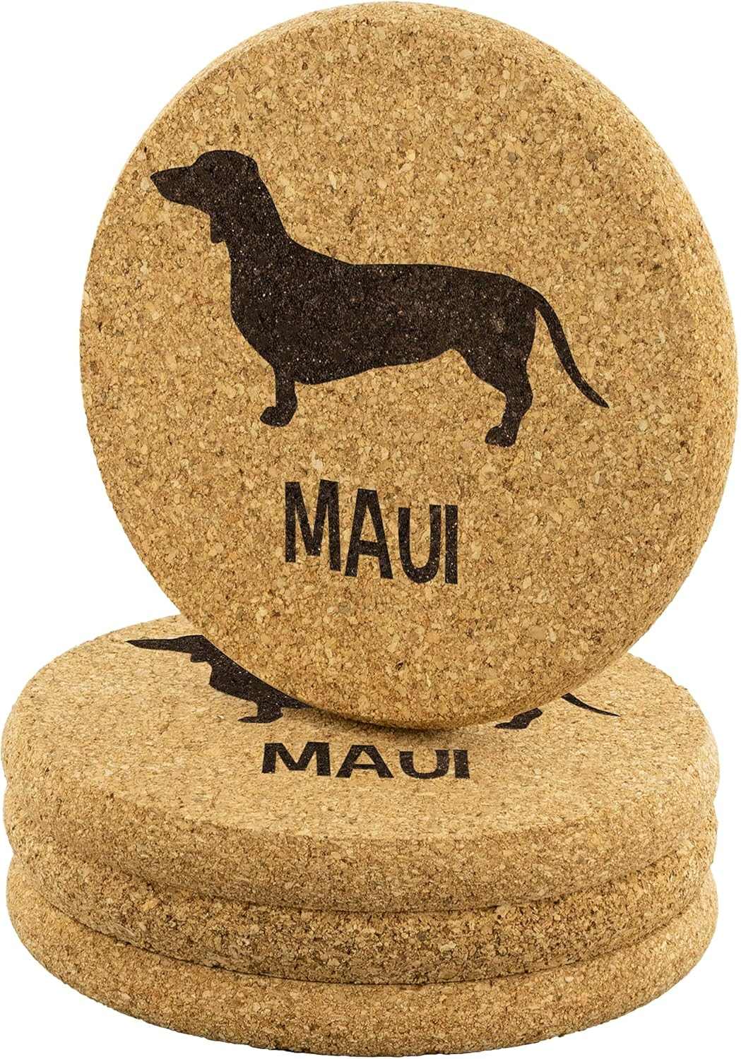 Personalized Dog Breed with Name Cork Coasters Set of 4 Customized Dog Lovers round Coaster Set Housewarming Essentials Personalized Drink Coasters with Pet'S Name for Dad Girlfriend image number 3