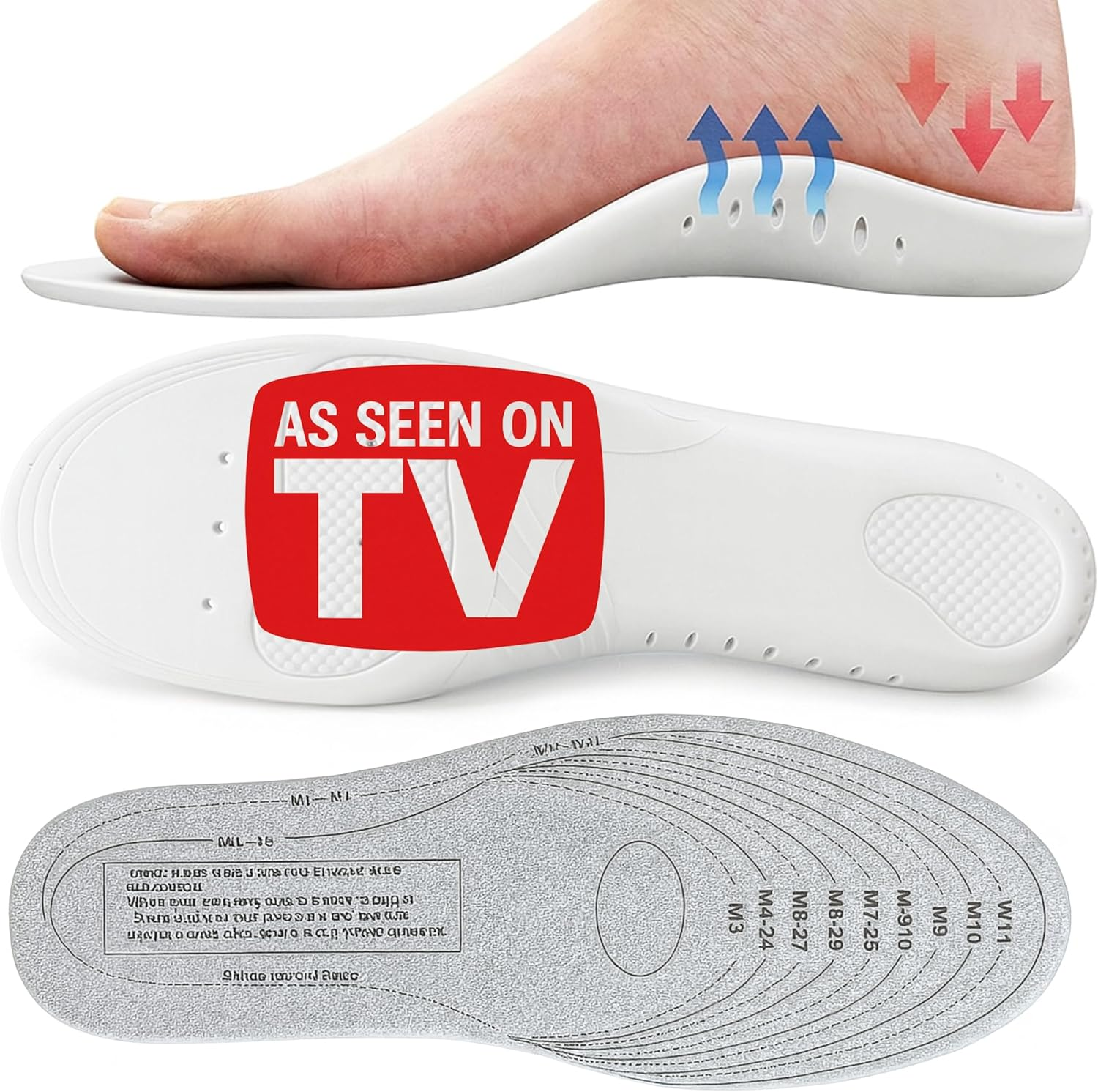 Memory Foam Insoles &ndash; 2 Pairs | Trim-To-Fit Inserts for Men & Women | Arch Support, Shock Absorption & Foot Pain Relief | All-Day Comfort for Work Boots, Sneakers & Shoes image number 2