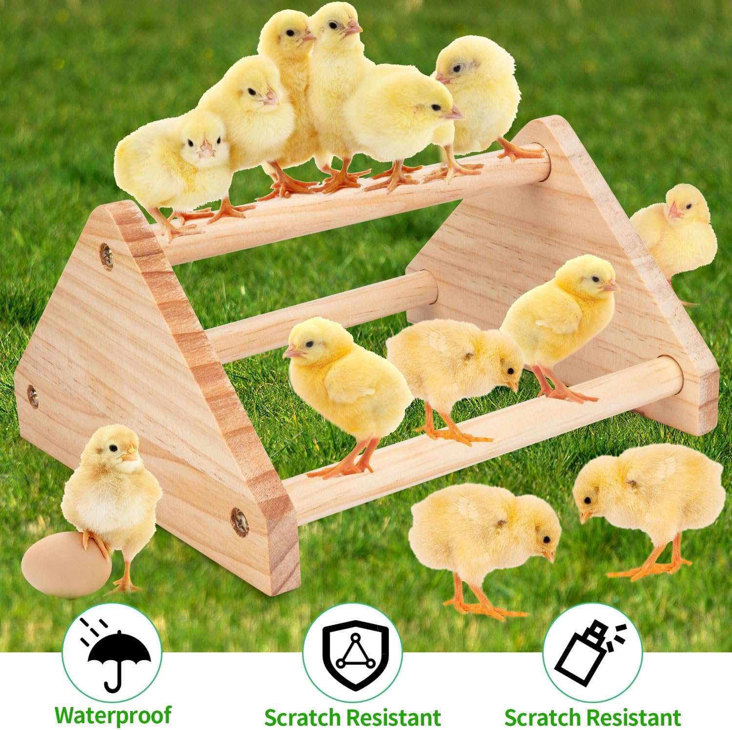 Chicken Perch Stand, 2PCS Pine Chicken Roosting Bars for Coop and Brooder, Training Perch Chick Perch Fun Toys for Baby Chicks, Parakeets, Parrots