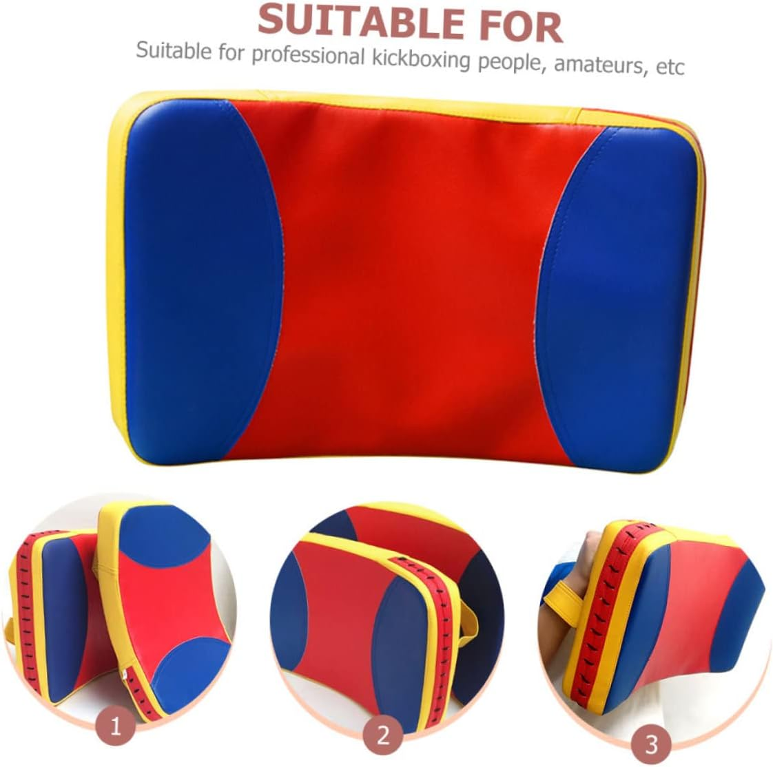 Taekwondo Kick Pads and Boxing Punching Hand Pad, Large Three-Color Thickened Curved Training Kickboxing Shield, Sturdy Martial Arts Target for Boys and Girls and Adults Fitness Exercise image number 3