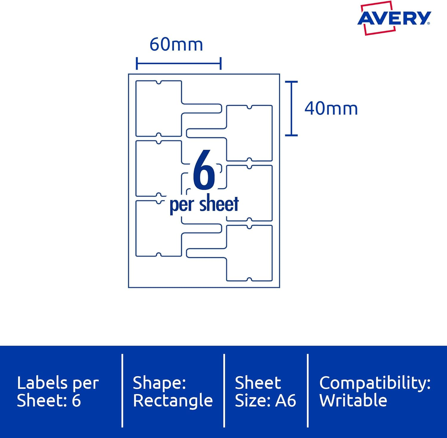 Avery Durable Organisation & Storage Tags - Organisation Stickers - Home Storage & Organisation - White, 40 X 60 Mm, 24 Labels / 4 Sheets (39032) image number 2
