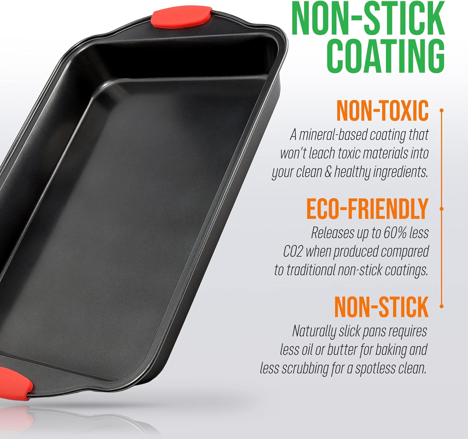 Nutrichef Extra Large Nonstick Baking Pan - Carbon Steel Roasting Tray W/Red Silicone Handles - Premium Bakeware for Brownies, Sheet Cake, & More - 17" X 12", Black