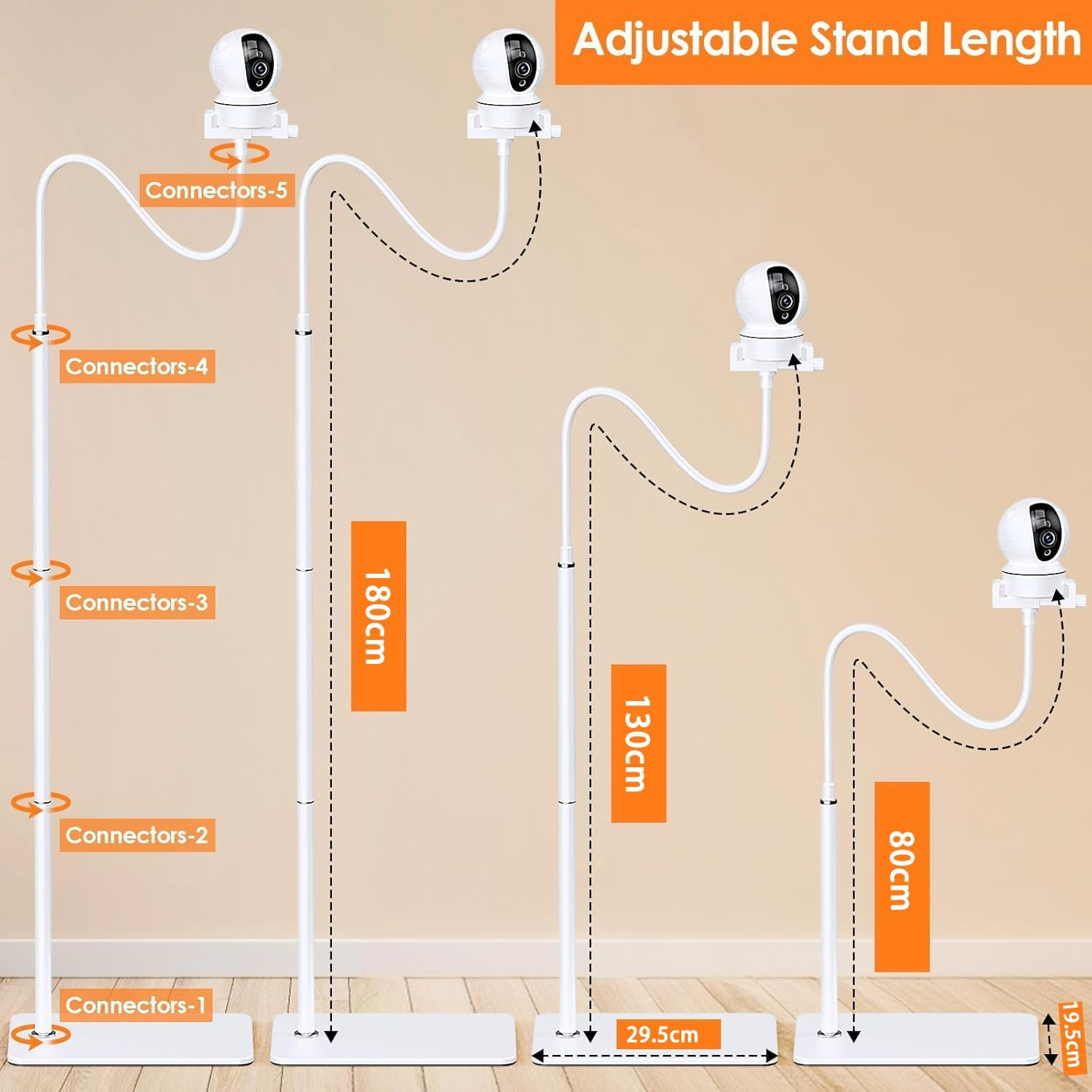 Dsocool 180Cm Baby Monitor Floor Stand Holder Compatible with Infant Optics, Hello Baby, Nanit Floor Stand, Motorola, Vava, Baby Monitor Mount for 1/4'' Screw, Adjustable & Universal Mount image number 1