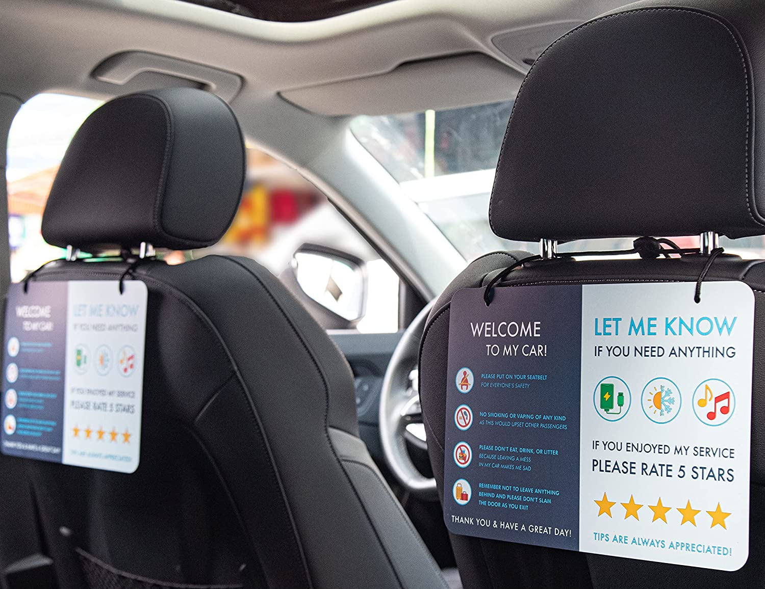 NIVRANA Rideshare Car Sign 2-Pack &mdash; Better Customer Relations, Higher Ratings and More Tips with a Large Universal Sign, Accessory for Uber Drivers, for Lyft Drivers, Rideshare Drivers image number 2
