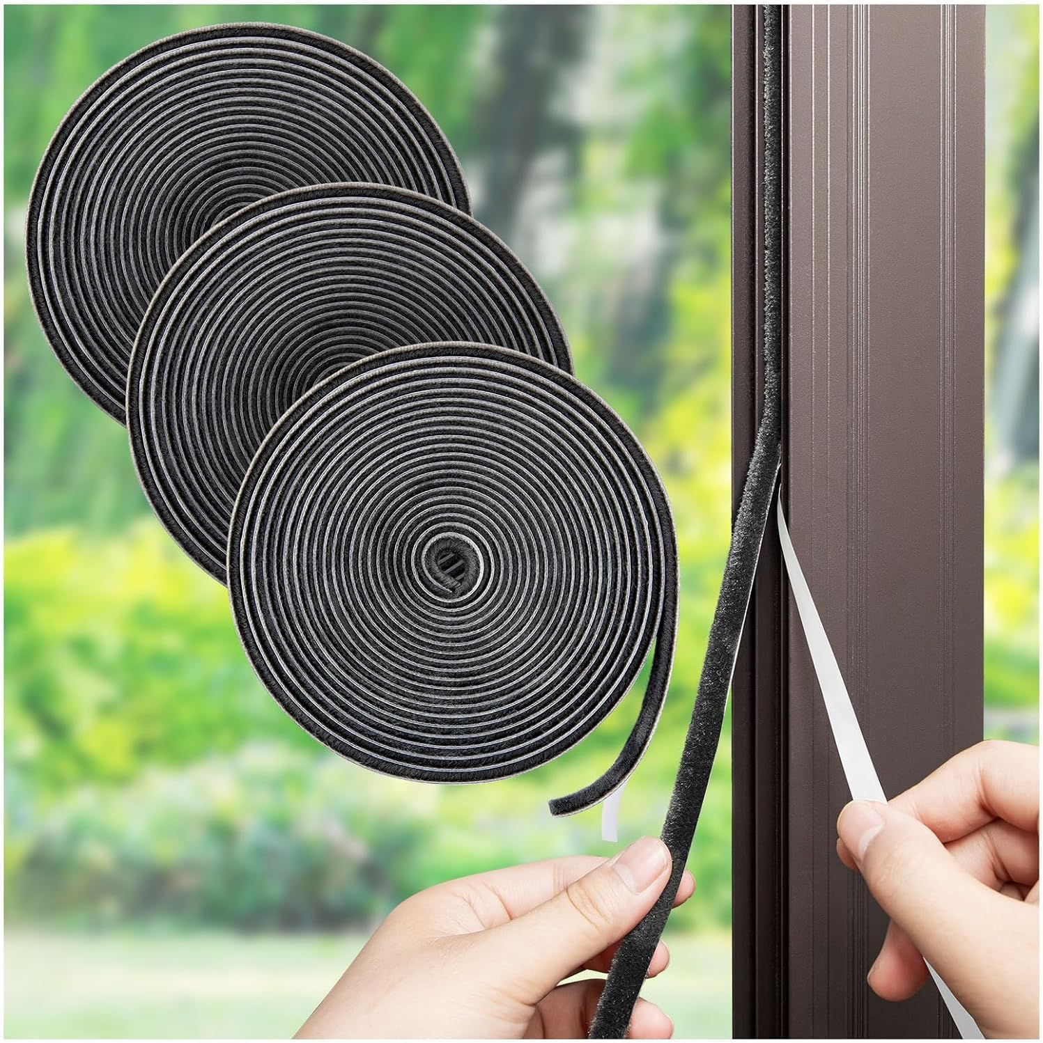 49Ft Brush Weather Stripping, Self-Adhesive Soundproofing Weather Stripping, Weatherstrip for Soundproofing, Casement Window Air Conditioner Seal for Steel Windows, 0.4 in Wide and 0.2 in Thick image number 5