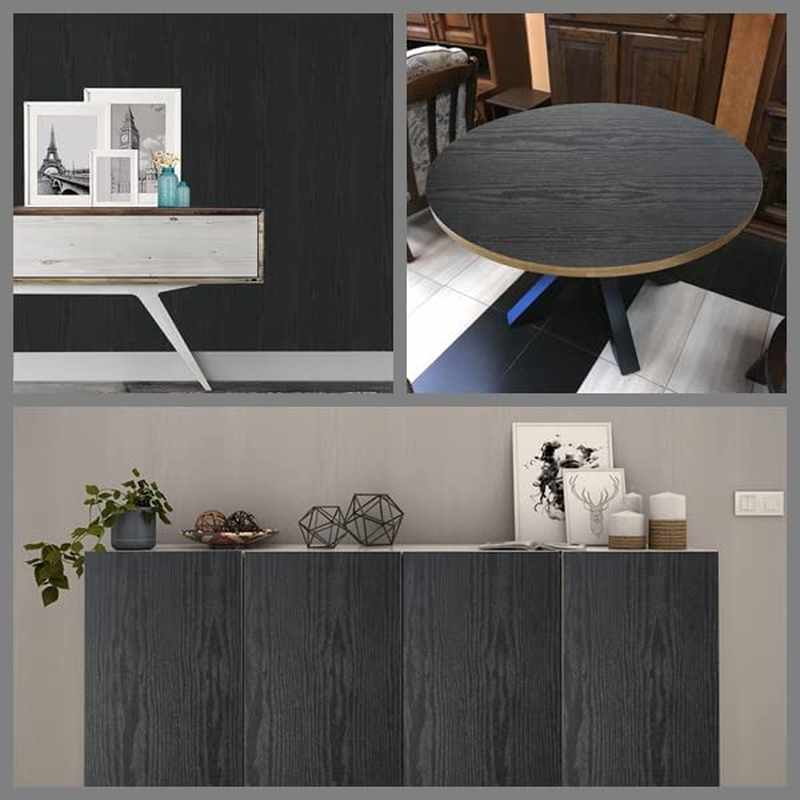 Arthome Black Wood Paper 43.5X610Cm Self-Adhesive Removable Wood Peel and Stick Wallpaper Vinyl Decorative Wood Plank Film Vintage Wall Covering for Furniture Surface Easy to Clean&hellip; image number 6