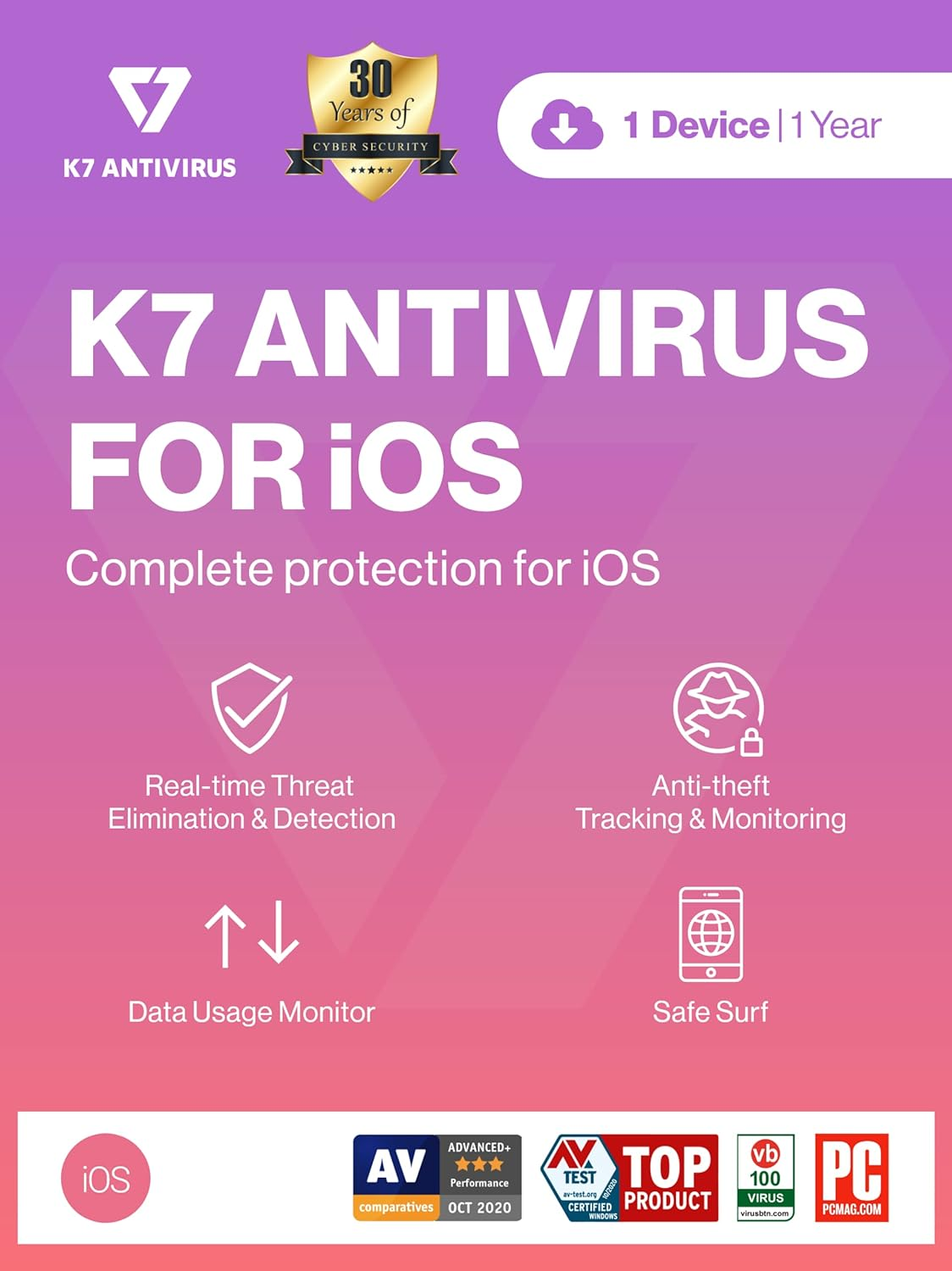 K7 Mobile Security for IOS Antivirus Software 2025 for Iphone,Ipads|1 User,1 Year | Internet Security, Secure Browser, Anti-Theft, Contacts Backup-No CD image number 3