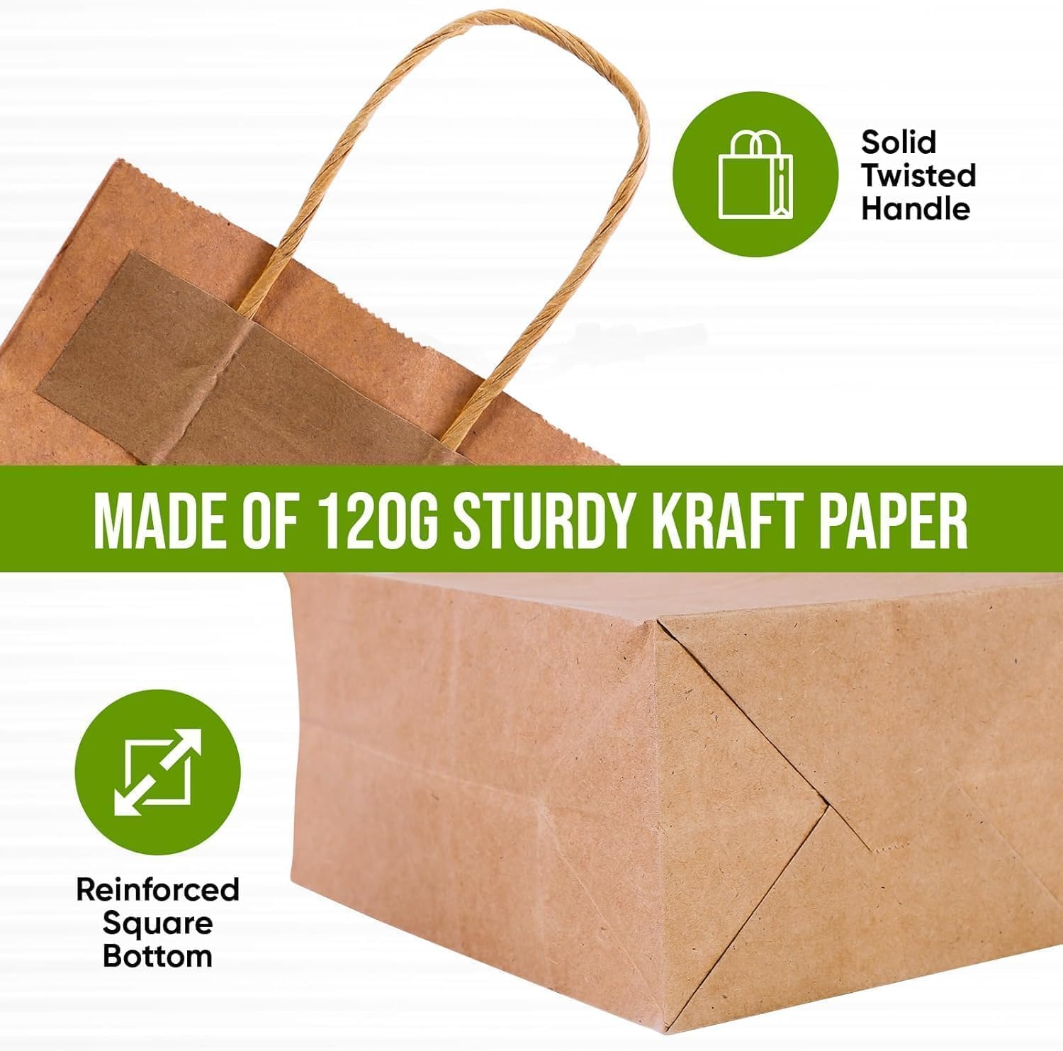 50Pcs Large Size 21 * 14 * 27Cm Natural Paper Gift Bags Kraft Paper Bags with Handles,Gift Bag Kraft Paper Party Gift Bag,Eco-Friendly Kraft Bags for Gifts,Business, Shopping, Retail Merchandise Bags