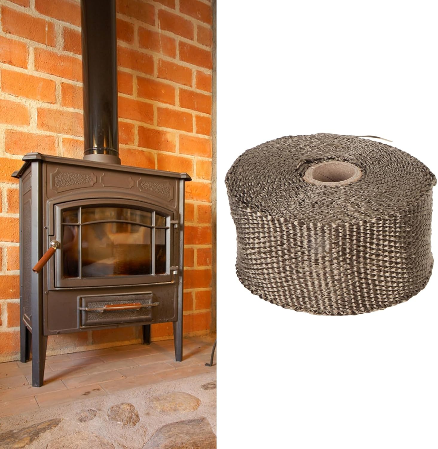 Versatile Fireproof Pipe Insulation Wrap for Furnace, Stove and Motorcycle Exhaust Pipes, Combustion Protection and Protective with 2 Safe Clips, Insulation Wrap Tape Pipe image number 5