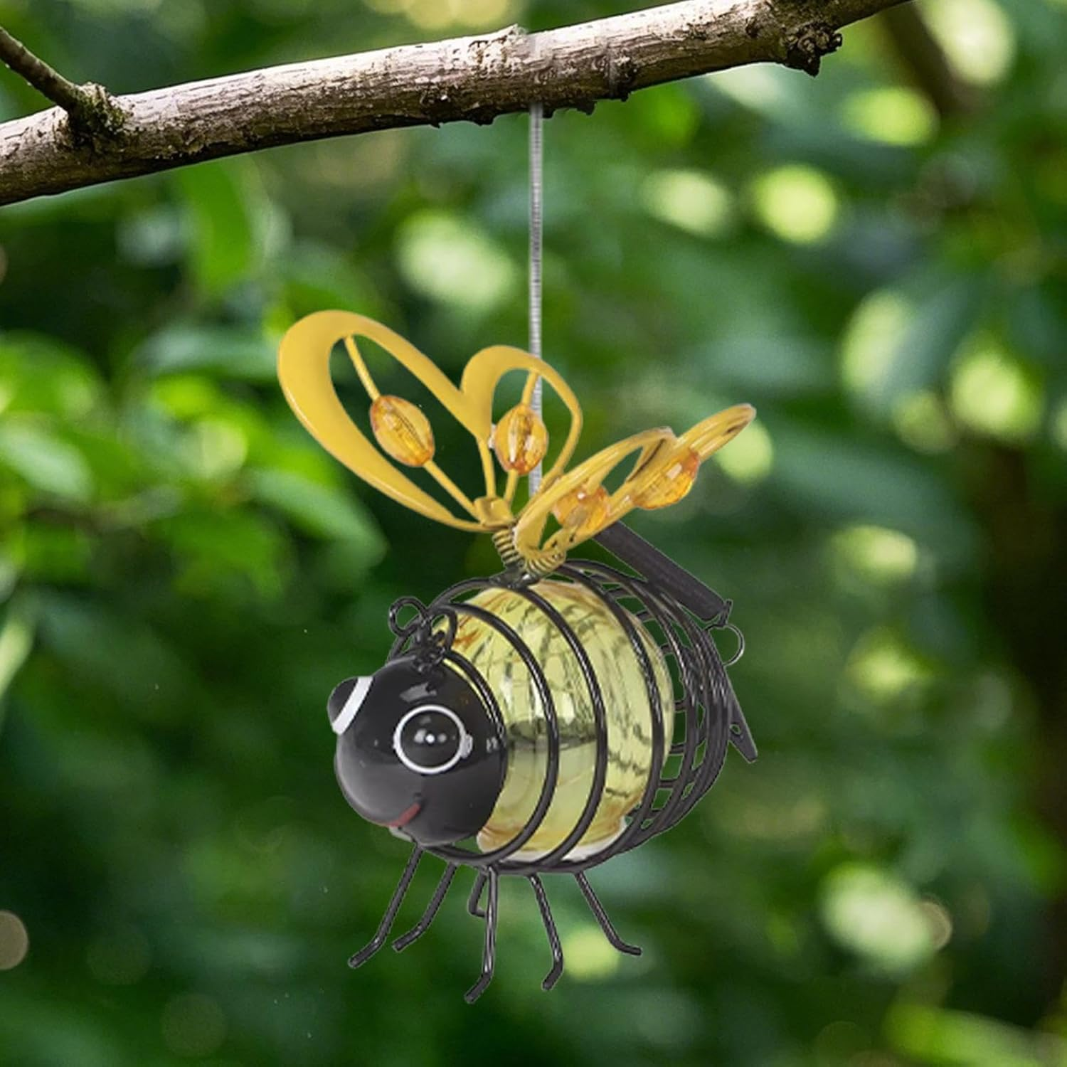 Solar Garden Lights, Honey Bee Fairy Lights, Solar Bee Lights Outdoor, Animal Solar Garden Lights with Spring and Hook, Hanging Solar Lights, Metal Led Lighting for Garden Terraces Lawns - 3Pc image number 5