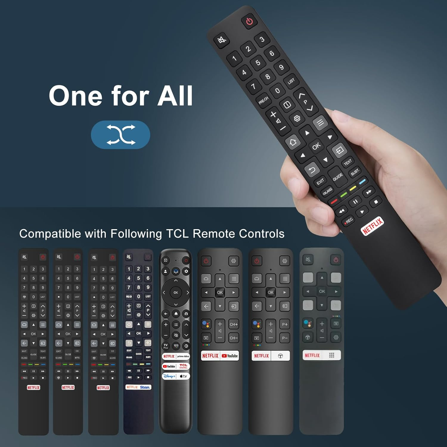 Universal Remote Control RC802N for TCL FFALCON LED 4K UHD HDR Smart Android Tvs, Replacement Remote with Netflix Shortcut Key image number 5