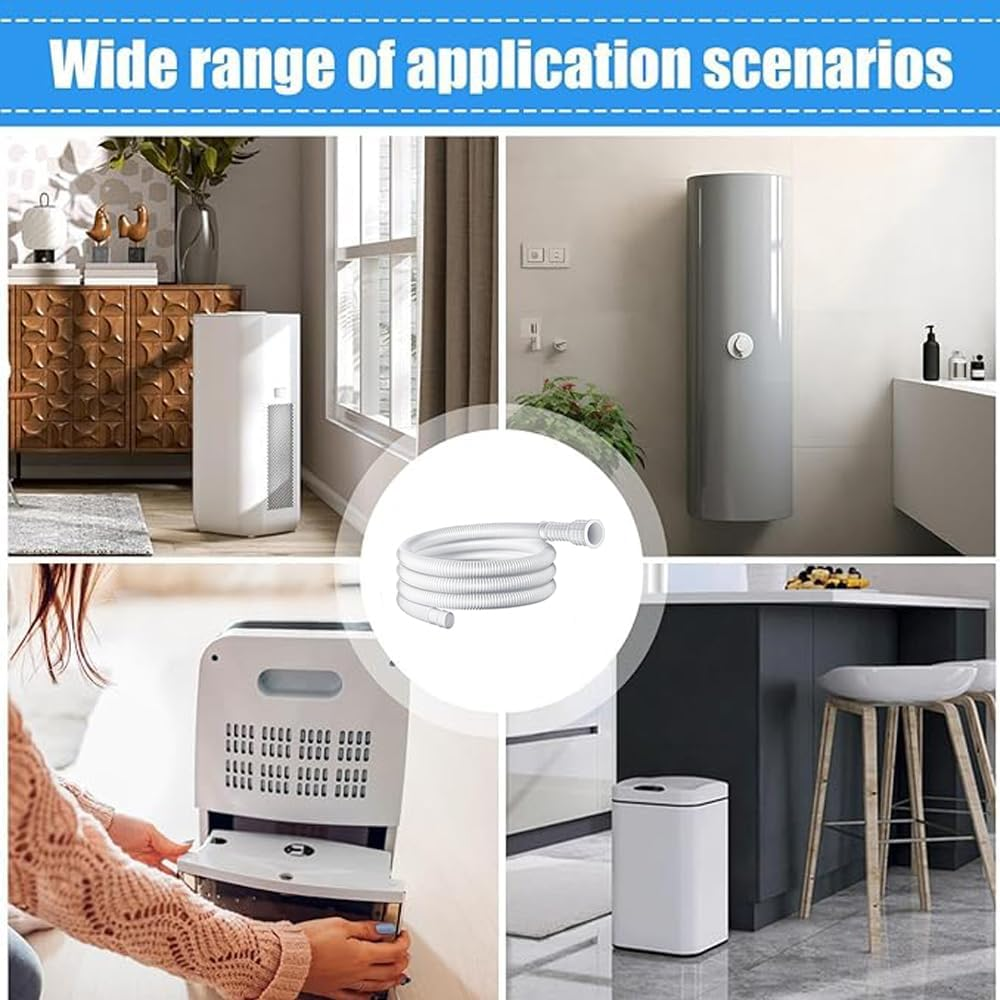 Universal Dehumidifier Drain Hose, 6.5 Feet, White, with Rubber Adapter and Connect Clamp image number 6