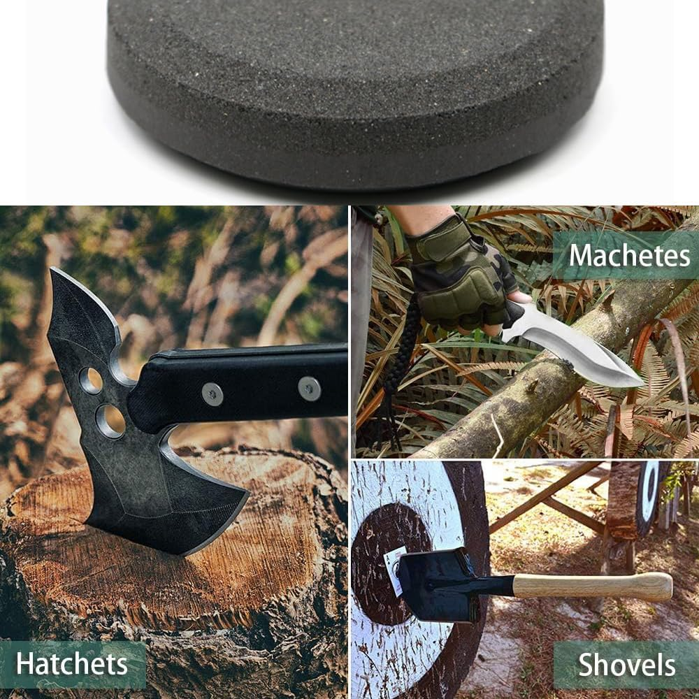 Multi-Purpose Axe Sharpening Stone, 1Pc round Axe Sharpening Stone, Dual Grit Camping Hatchet Sharpening Stone, Dual Grit Multi-Purpose Axe Sharpener& Hatchet Sharpening Stone Grinding Tool image number 2