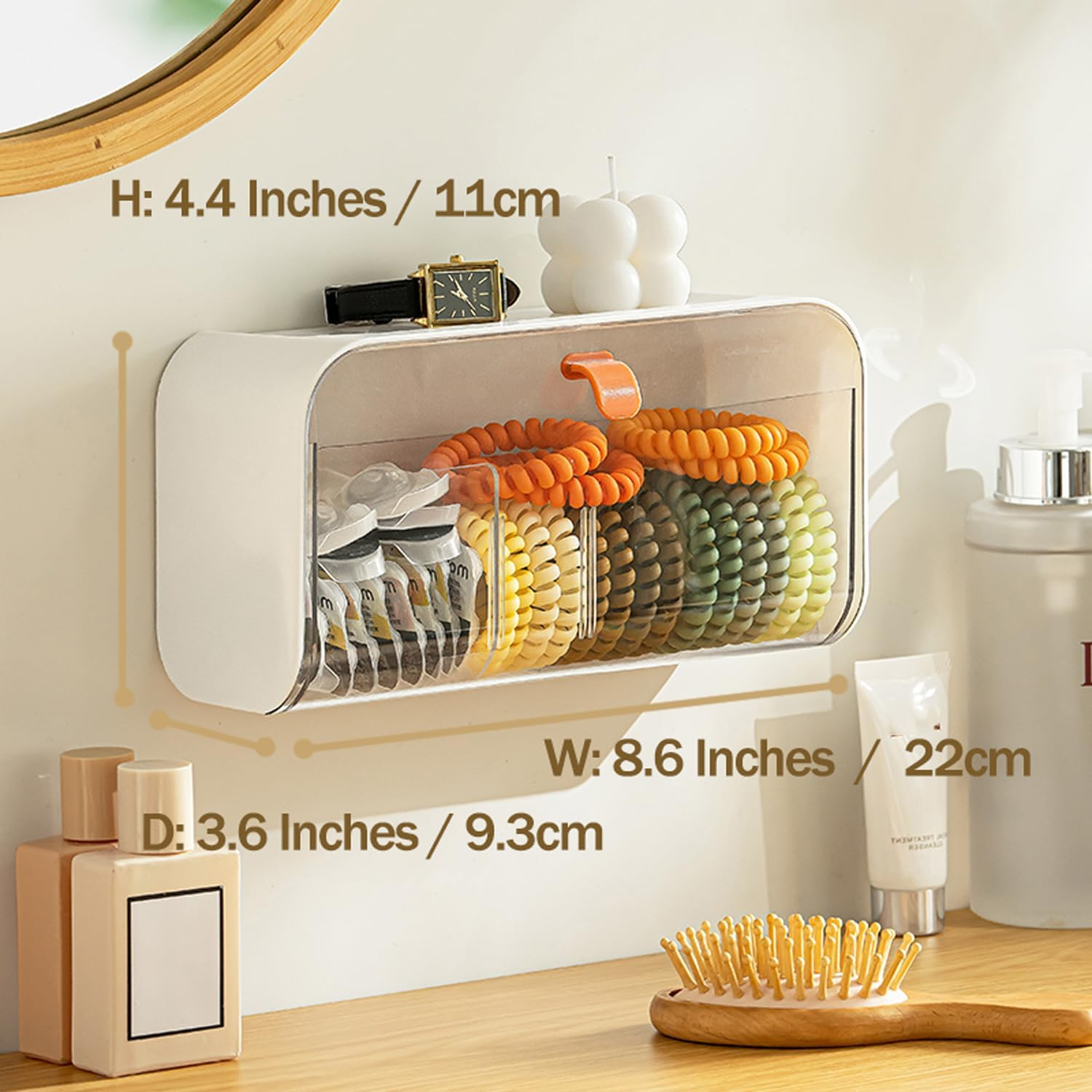 MORNITE Pad Holder for Bathroom,Sanitary Napkins Organizer,Feminine Tampons Storage Day Overnight Cotton Pad Holder, White image number 3