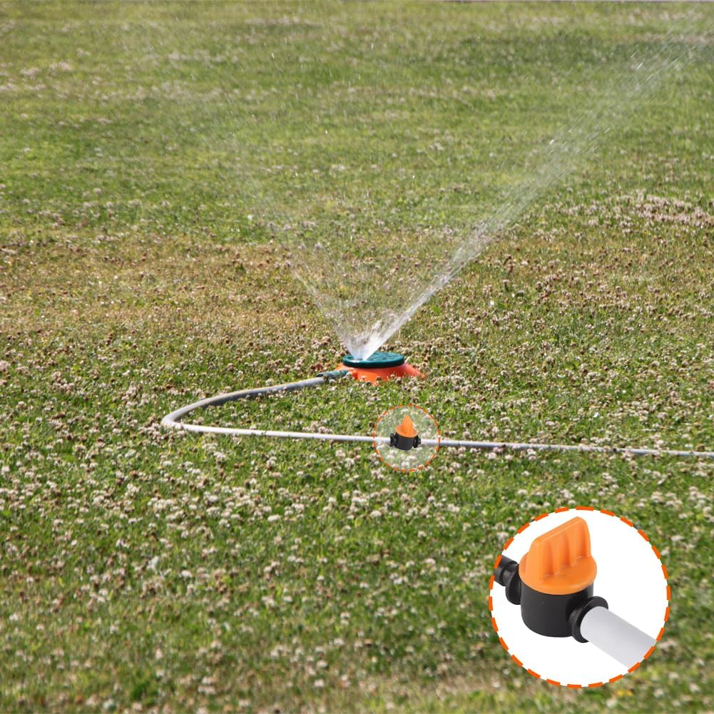 50PCS 1/4 Inch Barbed Irrigation Valve, Plastic Barb Shut off Drip Valve Fittings for Universal Tubing Coupling Valve Dripping Irrigations Switch for Greenhouse Flower Bed Lawn Gardens Farmland