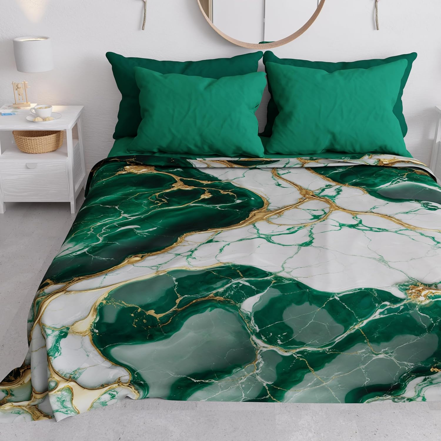 PETTI Artigiani Italiani Double Bedspread, Spring and Summer, Lightweight Double Blanket, Bed Linen, Powder Marble, 100% Made in Italy image number 3